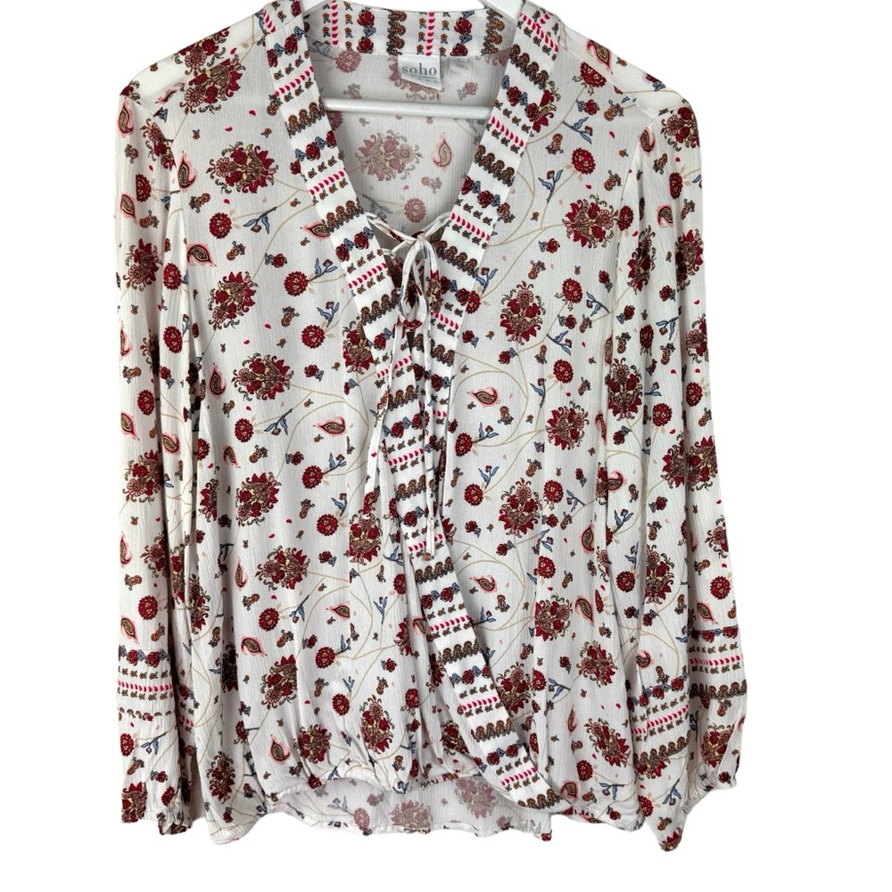 SOHO New York Company Boho Blouse Peasant Prairie Long Sleeve Top